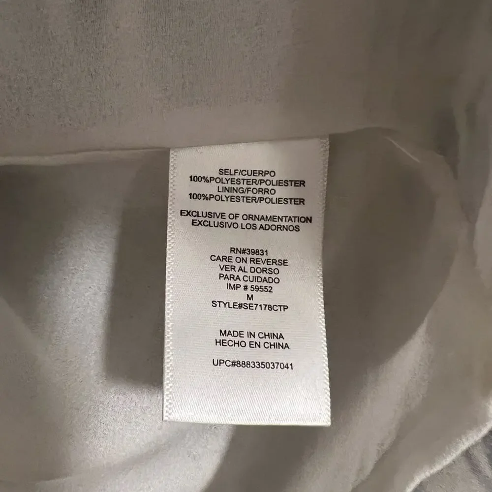 Sam Edelman Inverted Pleat Tank Dress | Fern Leaf Print | White Gray | Medium - Picture 5 of 6